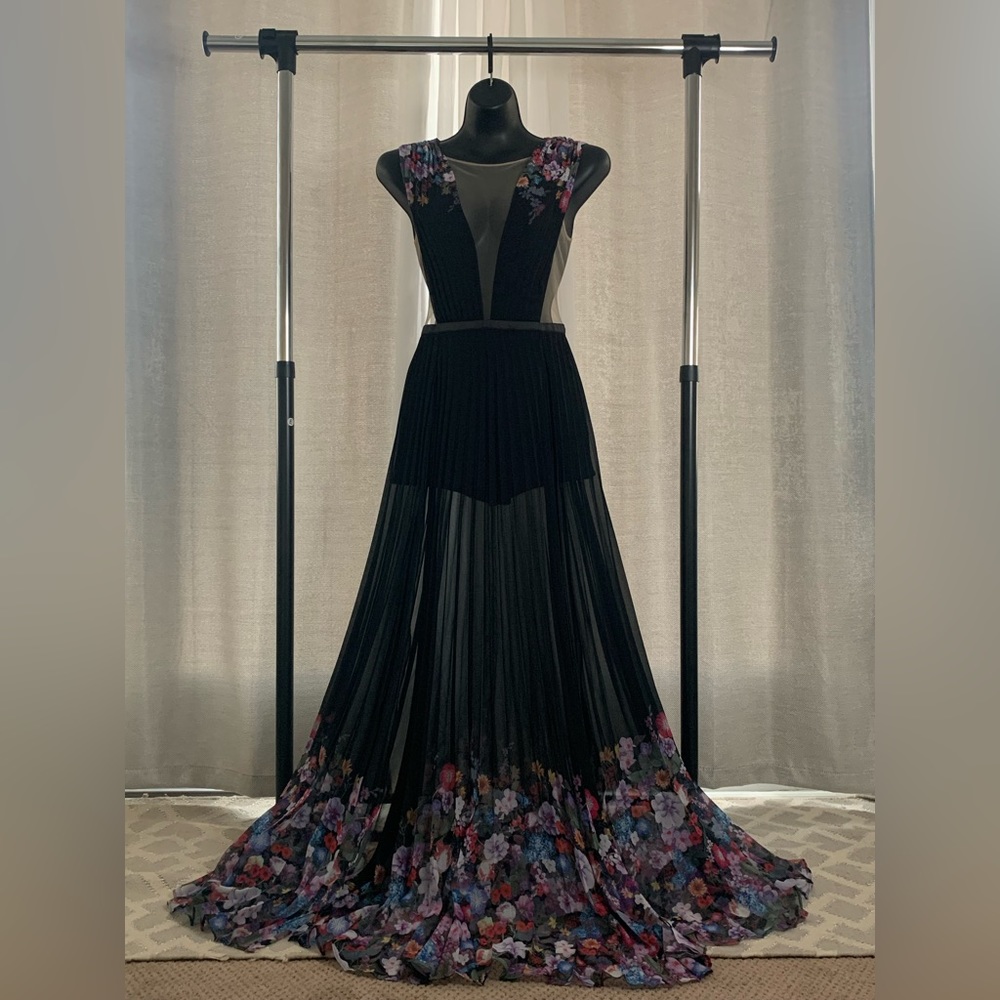 Long Black Double Slit Bebe Dress